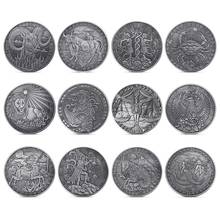 12 unids/lote de aleación de Zinc plateado, 12 Constelaciones, colección de monedas conmemorativas, recuerdo físico, envío directo 2024 - compra barato