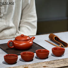 Yixing tea pot purple clay teapot ore beauty chinese Dahongpao kettle pure Handmade Purple sand Tea set One pot and four glasses 2024 - buy cheap