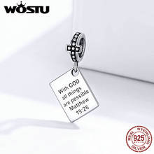 WOSTU 925 Sterling Silver Bible Charms With God all things are possible matthew Religion Beads Fit Bracelet Jewelry FIC1424 2024 - buy cheap