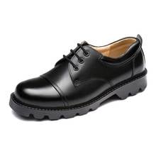 Zapatos formales de suela gruesa para Hombre, calzado de vestir de cuero genuino, informal, con cordones, color negro, para oficina, con Plataforma 2024 - compra barato
