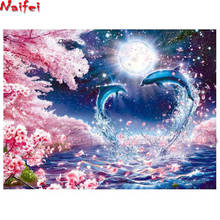 ull Round Drill 5D DIY Diamond Painting Couple dolphin 3D Embroidery Cross Stitch Mosaic Home Decor Crafts 2024 - buy cheap