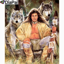 DIAPAI-pintura de diamante 5D Diy "Animal wolf man", bordado de diamantes redondos/cuadrados, punto de cruz, decoración del hogar, A26318 2024 - compra barato