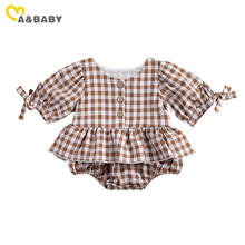 Ma&Baby 0-24M Spring Summer Toddler Newborn Infant Baby Girls Plaid Romper Half Sleeve Ruffles Jumpsuit Outfits Vintage Clothing 2024 - buy cheap
