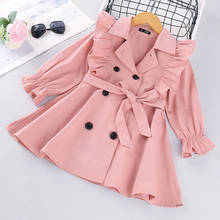 Jaqueta para meninas 2021, vestuário para crianças outono primavera cor sólida cinto corta-vento coreano casaco de algodão 2024 - compre barato