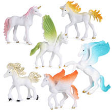 6Pcs/Set Simulation Animal Mythical Fairy Tale Elves Elf Model Action Figures Colorful Pegasus Fly Horse Figures lovely Kid Toys 2024 - buy cheap