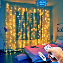 MIFLAME-cortina de luz LED, 3x3 metros, 300 luces, USB, Control remoto, alambre de cobre, decoración, tira de luces LED para vacaciones 2024 - compra barato