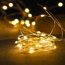 Guirnalda de luces LED de alambre de cobre para interiores, guirnalda de Navidad para dormitorio, hogar, boda, decoración de Año Nuevo con batería 2024 - compra barato