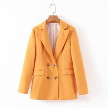 Heydress 2020 women solid spring blazer office lady notch collar elegant jackets work wear female Double Breasted yellow Blazer 2024 - купить недорого