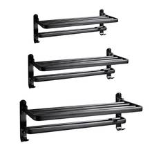 Space Aluminum Black Towel Rack Wall Mounted Folding Towel Holder Storage Shelf 667A 2024 - buy cheap