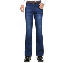 Calça jeans masculina de cintura média, elástica, grossa, negócios, casual, outono e inverno, frete grátis 2024 - compre barato