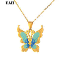 UAH Stainless Steel Butterfly Necklaces for Women Cute Animal Pendants Choker Girls Kids Fashion Jewelry Gift boucle d'oreille 2024 - buy cheap