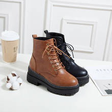2021 Ankle Boots For Women Motorcycle Boots Chunky Heels Casual Lacing Round Toe Platform new fashion Boots Shoes Female NW4035 2024 - buy cheap