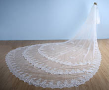 Cathedral Wedding Veil 3 Layers White Ivory 5M Long Lace Edge Bridal Veil With Comb Wedding Accessories 2022 New 2024 - buy cheap