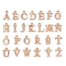 Charms em formato de letra do alfabeto de strass de liga metálica, 26 tamanhos com letras a ~ z para fazer joias de 12.5 ~ 13,5x5. 5 ~ 12x2.5mm com buraco de 1.4mm 2024 - compre barato