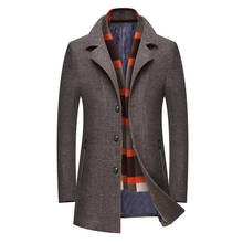 Thoshine casaco grosso masculino de lã 50%, qualidade superior, slim fit, forro, misturas de lã, vestuário, jaqueta, trench 2024 - compre barato