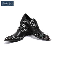 Мужская обувь для банкета Christia Bella, черные модельные туфли из натуральной кожи с острым носком для мужчин, деловые вечерние туфли Oxofrds zapatos 2024 - купить недорого