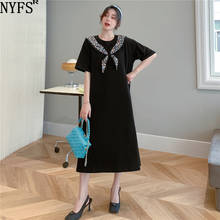 Nyfs-vestido feminino solto, moda coreana, retalhos, vestido de verão fino, elbise fat mm, novo, 2021 2024 - compre barato