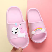 Suihyung Kids Summer Shoes Home Bathroom Slippers Cute Rainbow Unicorn Slippers For Boy Girls Soft Non-slip Children Beach Shoes 2024 - buy cheap