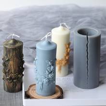 3D резная цилиндрическая форма для свечей, силиконовая глина, форма для мыла для изготовления свечей из соевого воска 2024 - купить недорого