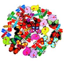 Botões de madeira para álbum de recortes, 50 coloridos 2 buracos cor misturada borboleta libélula botões costura artesanato para scrapbooking 2024 - compre barato