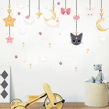 Desenhos animados lua estrela gato decoração da casa para o quarto das crianças adorável nuvem coelho moda adesivos de parede pvc adesivos de parede design artístico vinil 2024 - compre barato