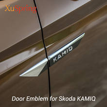 Para skoda kamiq 2019 2020 2021 original asa porta lateral fender emblema adesivo guarnição cromo estilo do carro acessórios 2024 - compre barato
