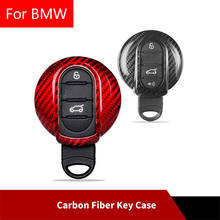 Capa de fibra de carbono para chaveiro de carro, acessórios de controle remoto, capa decorativa para bmw mini cooper s one + f54 f55 f56 f57 f60 2024 - compre barato