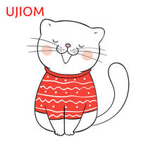 UJIOM Cute Christmas Cat Home Office Room Decor Wall Stickers Customizable Home Decoration Living Room Decor Poster Decals 2024 - buy cheap