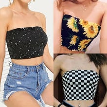 Top corto informal sin mangas para mujer, Top corto con corpiño Floral, camisetas sin mangas de tubo, blusa, camisa 2024 - compra barato