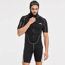 Traje de neopreno con capucha para hombre, traje de buceo cálido de 3MM con cremallera frontal, para surf, pesca submarina, triatlón y salto, para invierno 2024 - compra barato