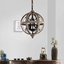 Retro solid wood Hanging Chandelier led in the living room Modern home decor Fixture Round Loft Suspension Crystal lighting 2024 - buy cheap