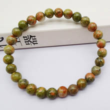 6mm unakite epidote pedra contas pulseira trecho 7.5 Polegada jóias g644 2024 - compre barato