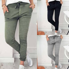 Pantalones ajustados informales para mujer, pantalón delgado de cintura alta, color verde militar y negro, primavera, verano y otoño 2024 - compra barato