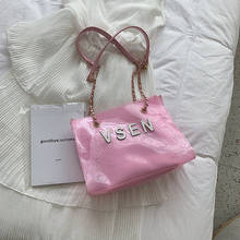 Small clear Brand Designer Woman 2019 New Fashion Messenger Bag Chains Shoulder Bag   Transparent Square PU Handbag 2024 - buy cheap