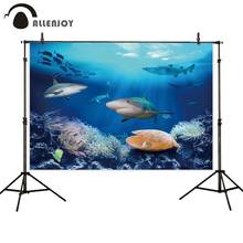 Allenjoy summer photography backdrop shark under the sea underwater world baby party background photozone photophone photocall 2024 - buy cheap