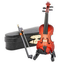 Odoria 1:12 Miniature Wooden Violin and Stand Bow Black Case Unplayable Musical Instrument Model Set Dollhouse Accessories Decor 2024 - buy cheap