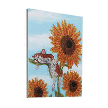 Pintura de diamante 5D DIY "gato girasol", bordado de diamantes con forma especial, punto de cruz, regalo de decoración del hogar 2024 - compra barato