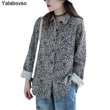 Spring 2021 New Cotton And Linen Shirts Women's Loose Lapel Long Sleeve Small Floral Tops Single Breasted Blouse For Female 2024 - buy cheap