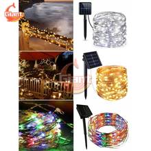 Guirnalda de luces LED Solar para exteriores, 10M, 100 LED, impermeable, para vacaciones, fiesta de Navidad, boda, lámpara de decoración 2024 - compra barato