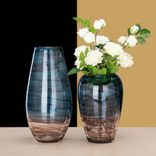 Creative glass vase Transparent vases Gradient Silk pattern modern Hydroponics Flower arrangement Home living room Decoration 2024 - buy cheap