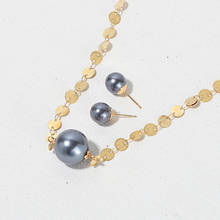 KOMi K6523 Polynesian Hawaiian Samoa Marshall Style Grey Pearl Necklace Pendant Dangle Stud Earrings Jewelry Set 2024 - buy cheap