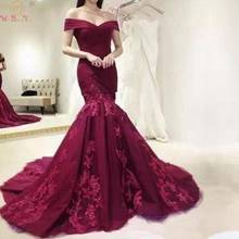 Wine Red mermaid Long Evening Dresses 2020 Off Shoulder robe de soiree abendkleider Formal Party Prom Gowns vestidos elegantes 2024 - buy cheap