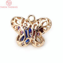 4PCS 19.5x17.5MM 24K Champagne Gold Color Plated Brass with Zircon Butterfly Charms Pendants High Quality Jewelry Accessories 2024 - buy cheap