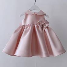 Новинка, летнее платье для маленьких девочек, платье на 1 год, день рождения, розовое кружевное платье для крещения, детское платье принцессы с бантом для свадебной вечеринки 2024 - купить недорого