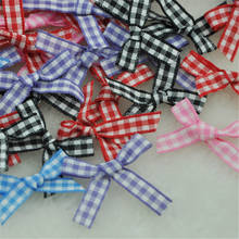 100pcs Gingham Ribbon Bows Flowers Appliques Doll Bulk Lots Wedding A224 2024 - buy cheap