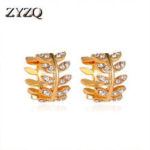 ZYZQ Fashion Sparkling Micro Paved Stud Earrings For Women Elegant Leaf Design Girl's Prefer Accessories Wholesale Lots&Bulk 2024 - buy cheap