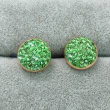 Pendientes circulares de diamantes de imitación verdes de acero inoxidable, a la moda, Color dorado, para mujer 2024 - compra barato
