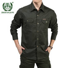 Men's 100% Cotton Cargo Shirts Solid Color Plus Size M-6XL Long Sleeve Casual Shirt Men Military Tactical Bomber Chemise Homme 2024 - buy cheap