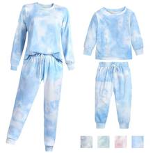 Fashion Family Matching Clothes Mom And Son Casual Sport Parent-Child Outfits Cotton Tie-Dye Printing Set Mother Daughter Suit 2024 - buy cheap