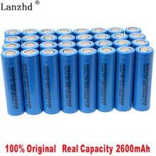 Bateria recarregável 18650 de lítio, 8 a 40 peças, 18650 v, icr18650, 3.7 mah, li-lon, 26f, bateria recarregável 2600, nova